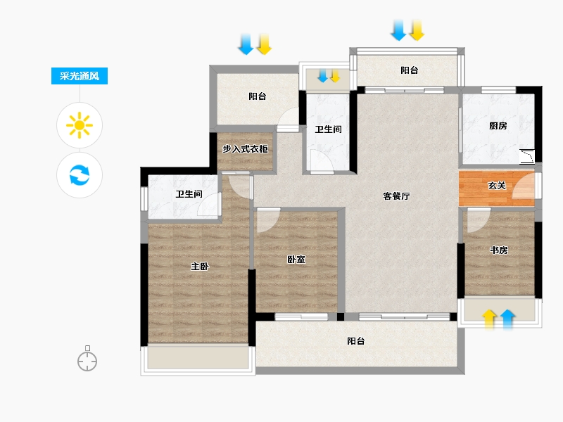 广东省-惠州市-鸿基千江月-103.51-户型库-采光通风