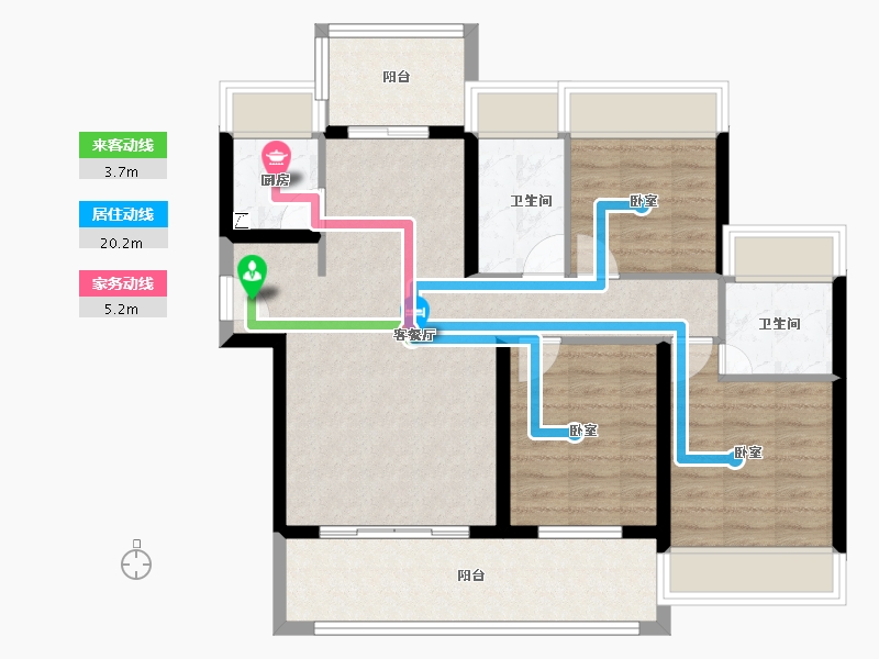 广东省-江门市-东方华庭-85.45-户型库-动静线