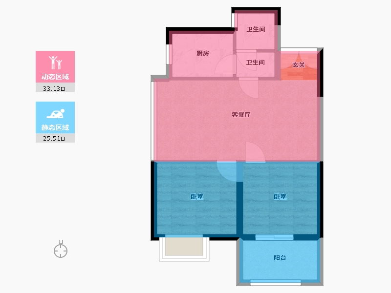 湖南省-岳阳市-芭蕉湖恒泰雅园-52.46-户型库-动静分区