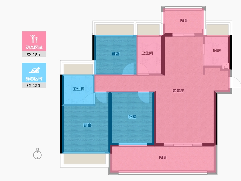 广东省-江门市-东方华庭-86.68-户型库-动静分区