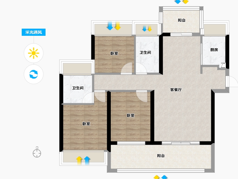 广东省-江门市-东方华庭-86.68-户型库-采光通风