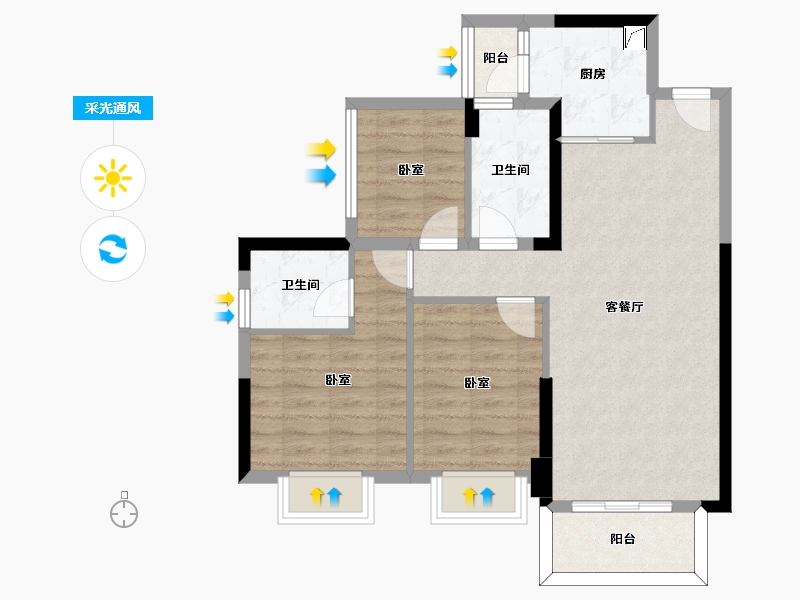 广东省-惠州市-恒裕世纪广场一期-74.14-户型库-采光通风