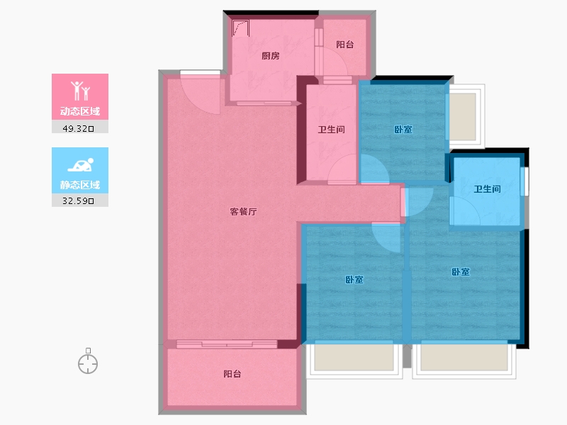 广东省-湛江市-碧桂园·岭南盛世-72.45-户型库-动静分区