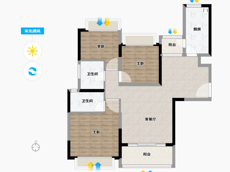 广东省-肇庆市-恒大御湖城-102.00-户型库-采光通风