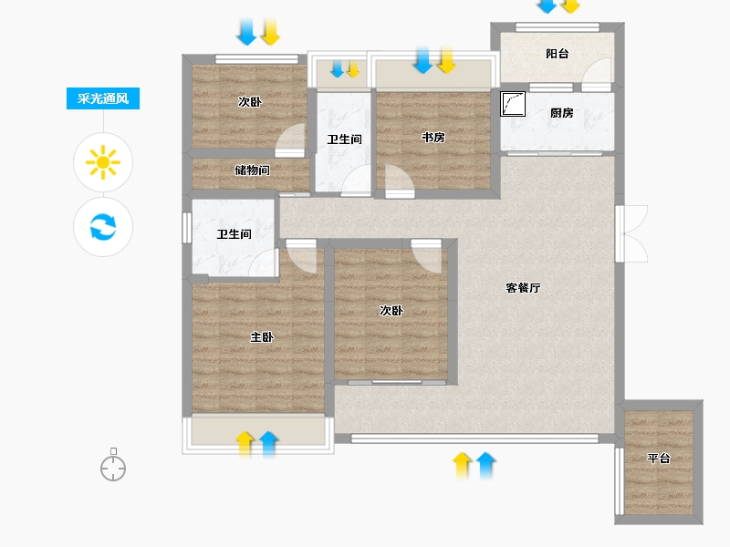 湖南省-湘潭市-步步高新天地-102.14-户型库-采光通风