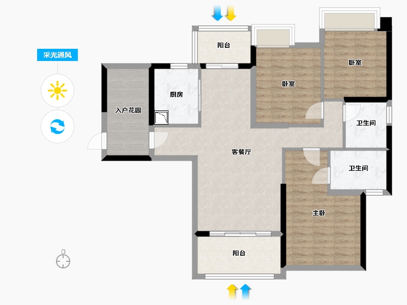 广东省-广州市-珠水豪庭-99.91-户型库-采光通风