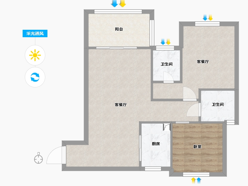 湖南省-常德市-阳光首府-67.05-户型库-采光通风