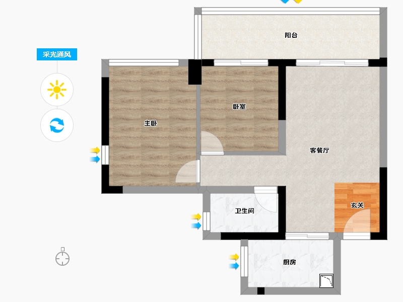 广东省-惠州市-星河山海半岛-61.80-户型库-采光通风