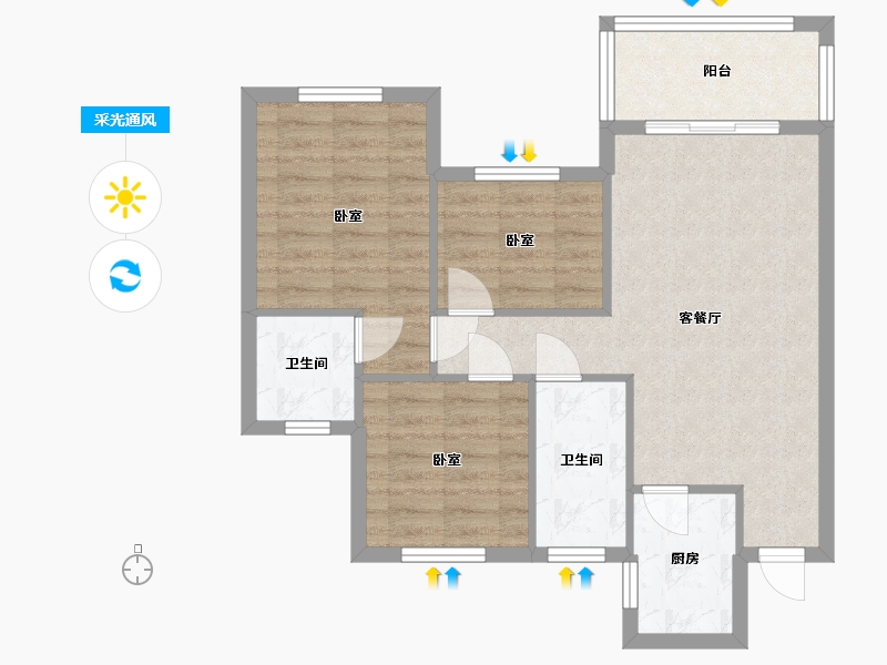 湖南省-常德市-阳光首府-71.11-户型库-采光通风