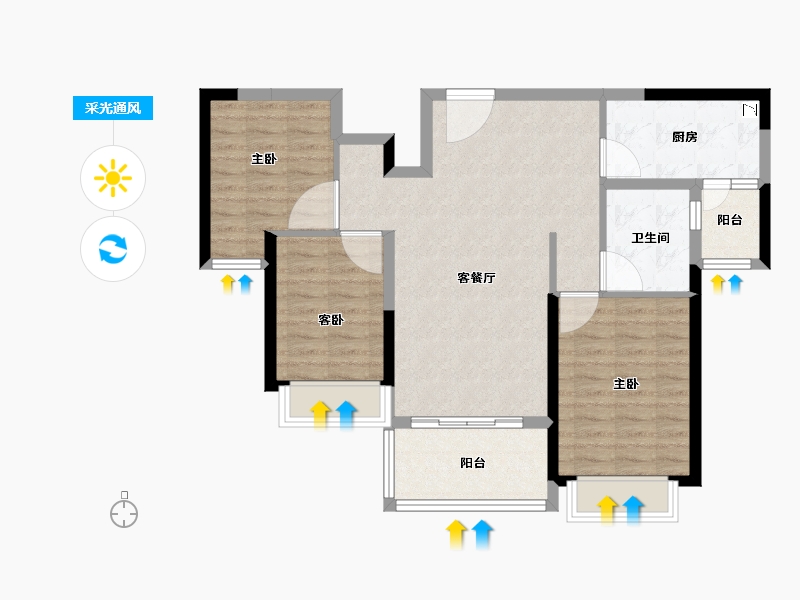 广东省-肇庆市-恒大御湖城-85.00-户型库-采光通风