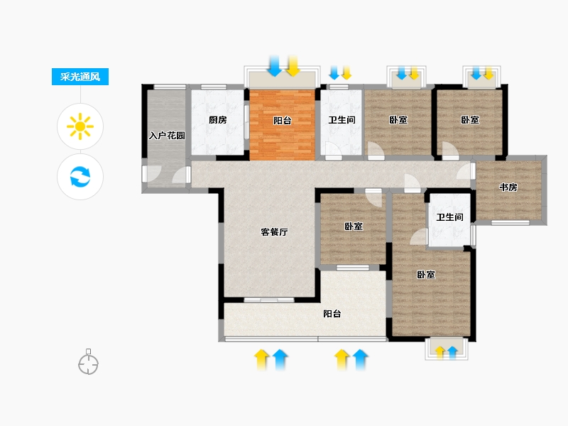 湖北省-武汉市-观湖园二期-150.13-户型库-采光通风