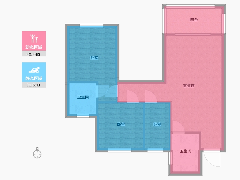 湖南省-常德市-阳光首府-64.80-户型库-动静分区