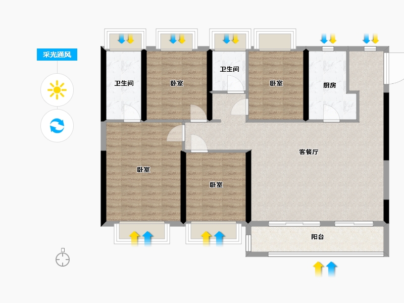 湖北省-武汉市-光谷未来城-111.99-户型库-采光通风