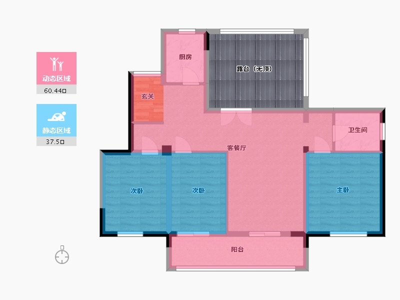 山东省-潍坊市-翔凯上城浞府-104.19-户型库-动静分区