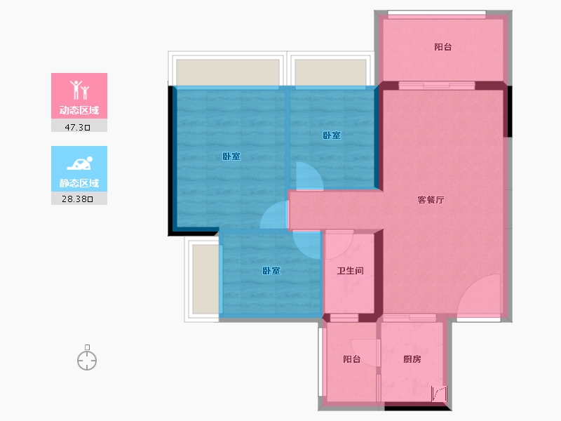 广东省-湛江市-蓝天花园-67.61-户型库-动静分区