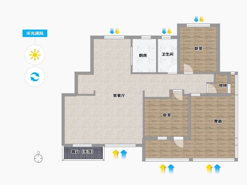 浙江省-宁波市-信达万科东望-119.68-户型库-采光通风