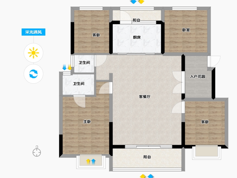 安徽省-六安市-高速时代御府-110.00-户型库-采光通风