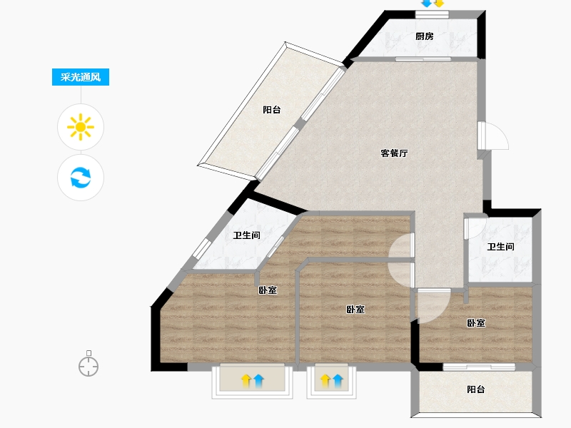 福建省-福州市-三江花语-85.00-户型库-采光通风