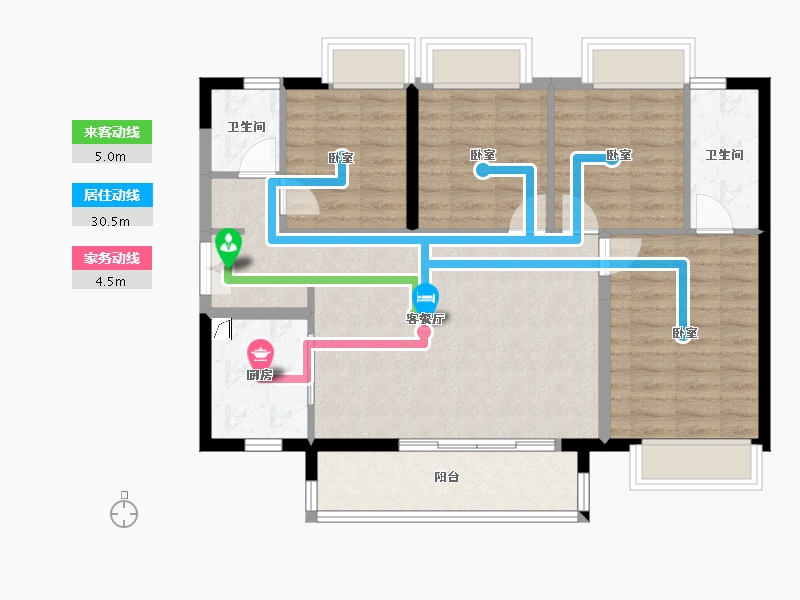 广东省-佛山市-时代倾城（鹤山）-90.66-户型库-动静线