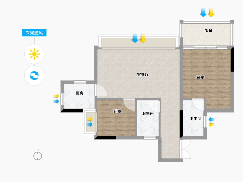 广东省-江门市-御海莲花-74.00-户型库-采光通风