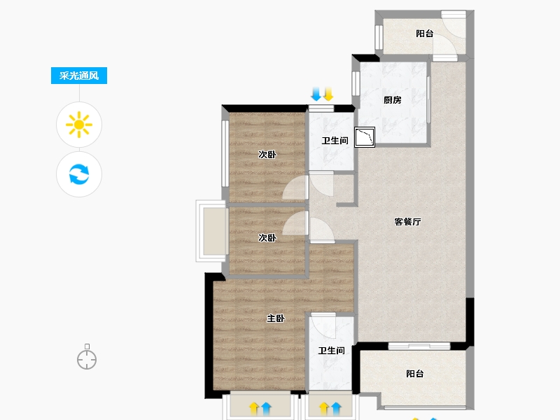 广东省-佛山市-时代招商天禧-78.99-户型库-采光通风