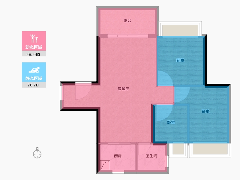 广东省-湛江市-华邦·玥珑湾-68.82-户型库-动静分区