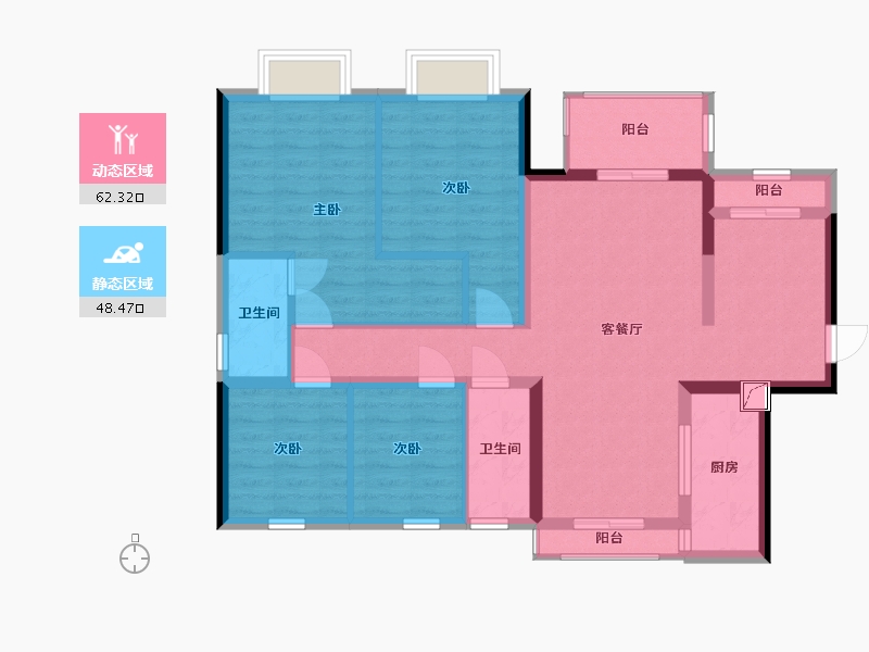 广东省-惠州市-罗浮嘉园-98.41-户型库-动静分区