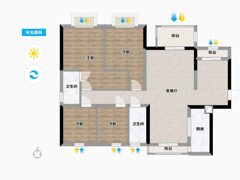 广东省-惠州市-罗浮嘉园-98.41-户型库-采光通风