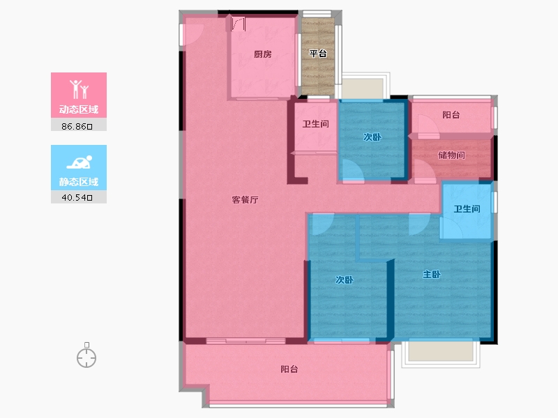 湖南省-湘潭市-碧桂园·黄金时代-117.79-户型库-动静分区