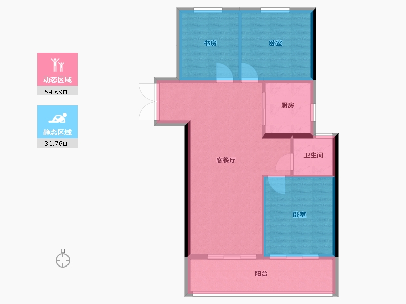 河南省-郑州市-兴港永威南樾-78.48-户型库-动静分区