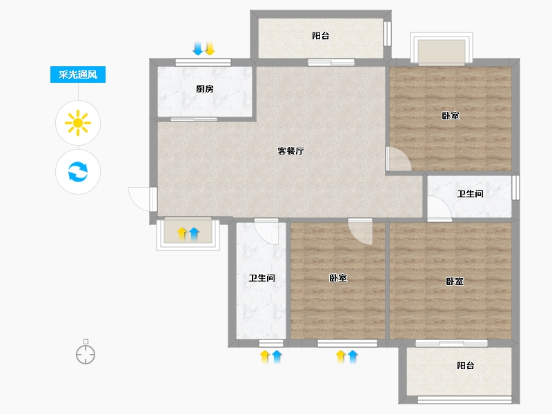 湖北省-孝感市-龙腾福城-96.30-户型库-采光通风