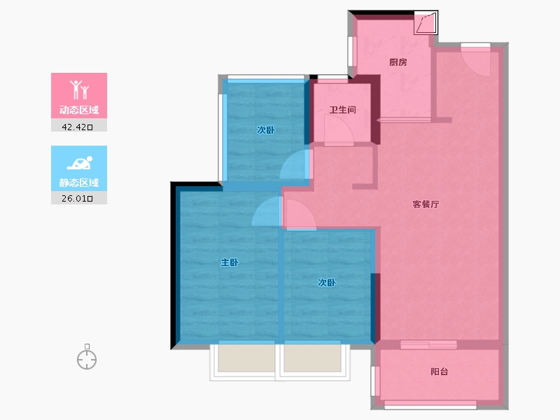 广东省-惠州市-罗浮嘉园-60.19-户型库-动静分区