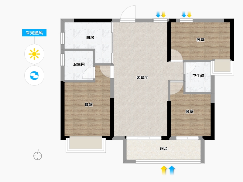 湖北省-荆州市-特发·幸福里-81.51-户型库-采光通风