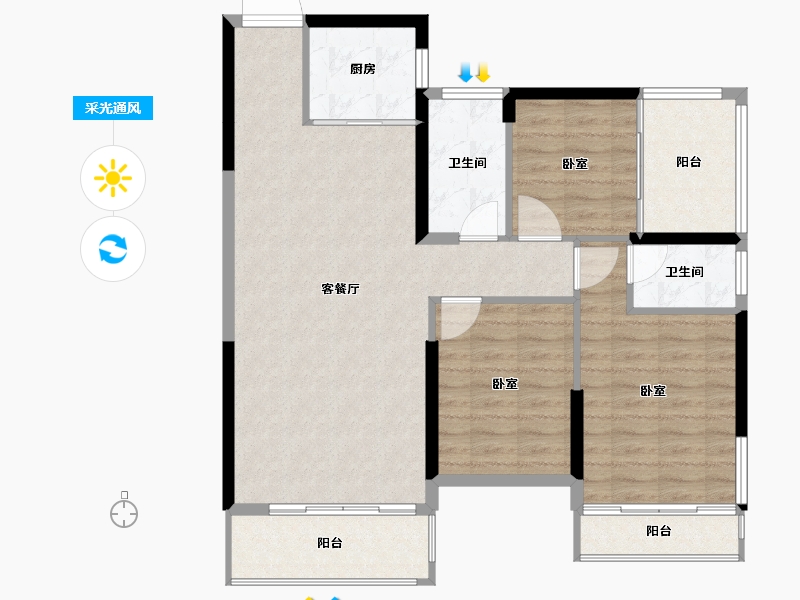 湖南省-怀化市-嘉丰广场-95.88-户型库-采光通风