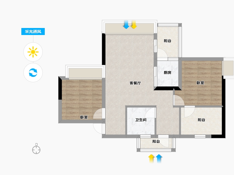 广东省-江门市-御海莲花-66.25-户型库-采光通风