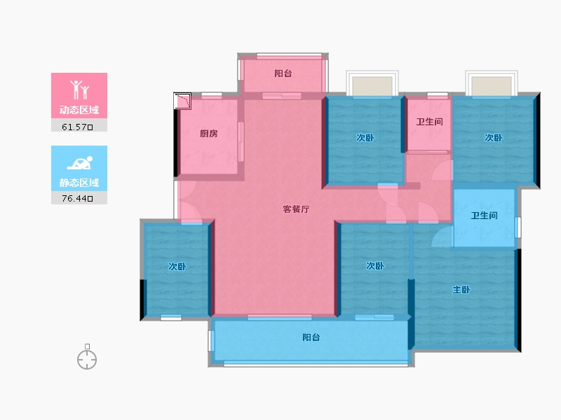 湖南省-娄底市-万顺康庭-123.48-户型库-动静分区