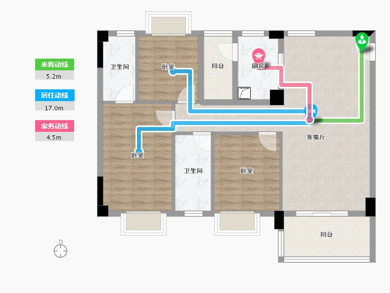 广东省-惠州市-宏新蜜糖小城二期-90.84-户型库-动静线