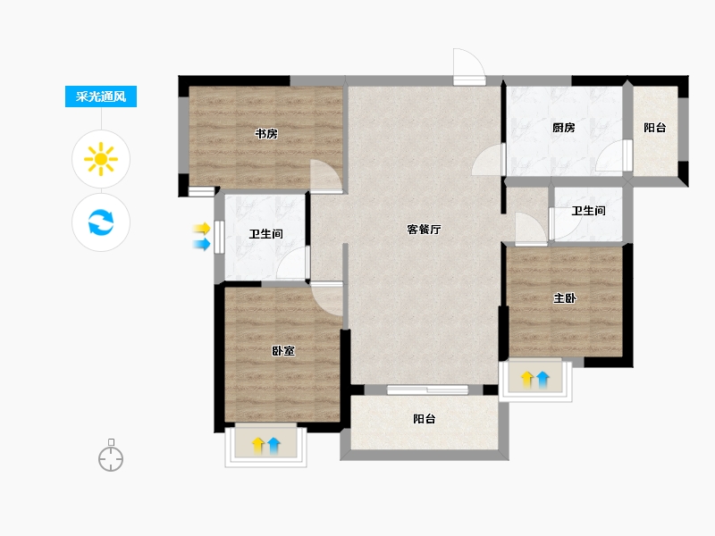 湖北省-武汉市-文腾藏珑苑-78.14-户型库-采光通风