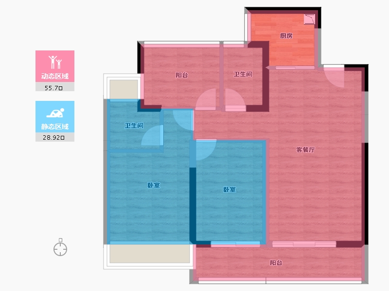 广东省-广州市-藏珑华府-74.79-户型库-动静分区