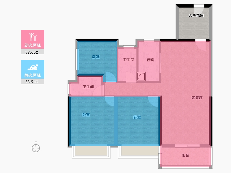 广东省-佛山市-融创望江府住宅-83.32-户型库-动静分区