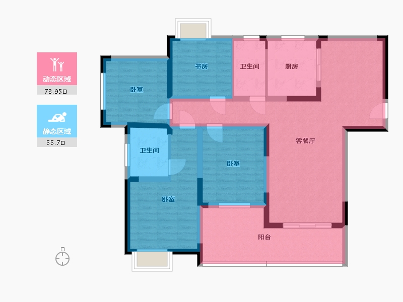 湖北省-武汉市-观湖园二期-115.33-户型库-动静分区