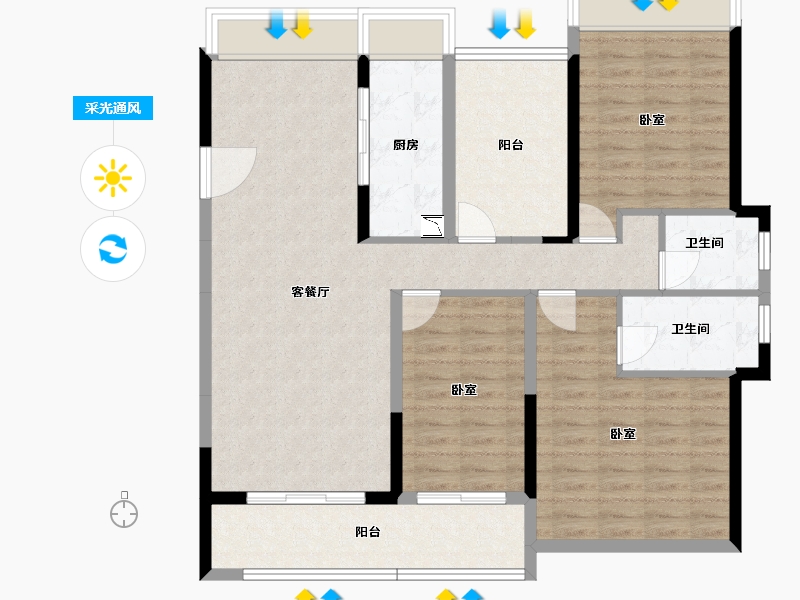 广东省-广州市-藏珑华府-110.07-户型库-采光通风