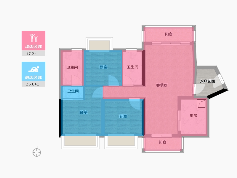 广东省-佛山市-融创望江府住宅-67.88-户型库-动静分区