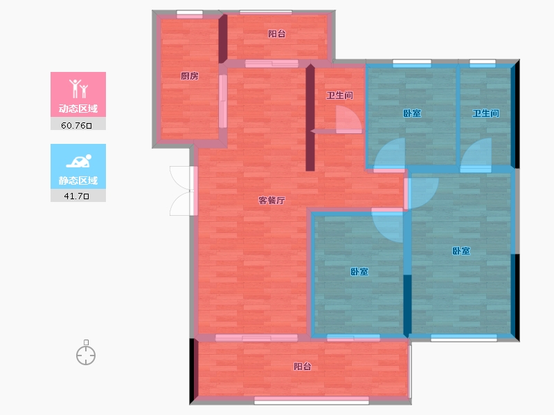 河南省-郑州市-兴港永威南樾-91.81-户型库-动静分区