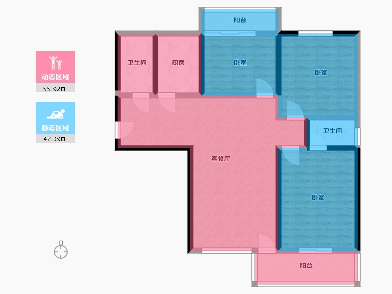 湖北省-十堰市-金港福座-91.51-户型库-动静分区