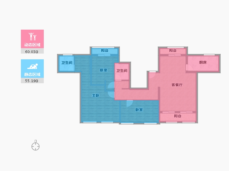 浙江省-宁波市-信达万科东望-102.34-户型库-动静分区