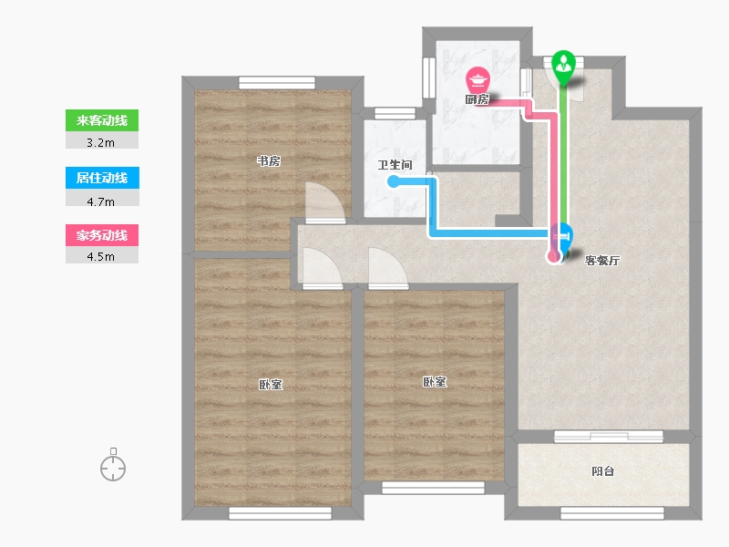 陕西省-西安市-天朗大兴郡-73.38-户型库-动静线