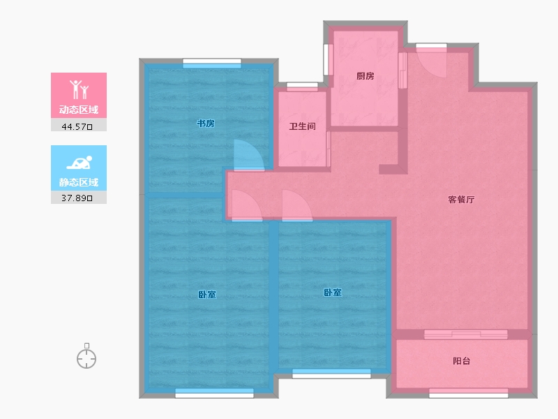 陕西省-西安市-天朗大兴郡-73.38-户型库-动静分区