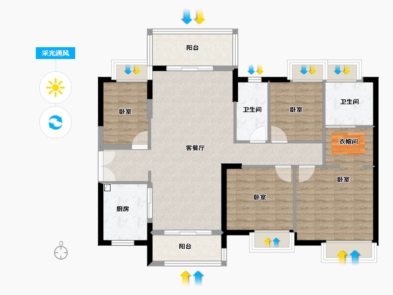 广东省-佛山市-时代倾城（鹤山）-108.42-户型库-采光通风