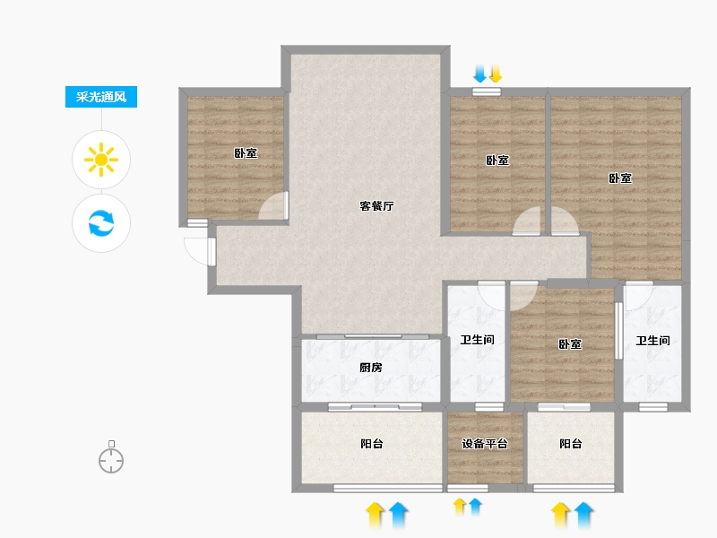 广东省-汕头市-龙光御海尚品-127.81-户型库-采光通风